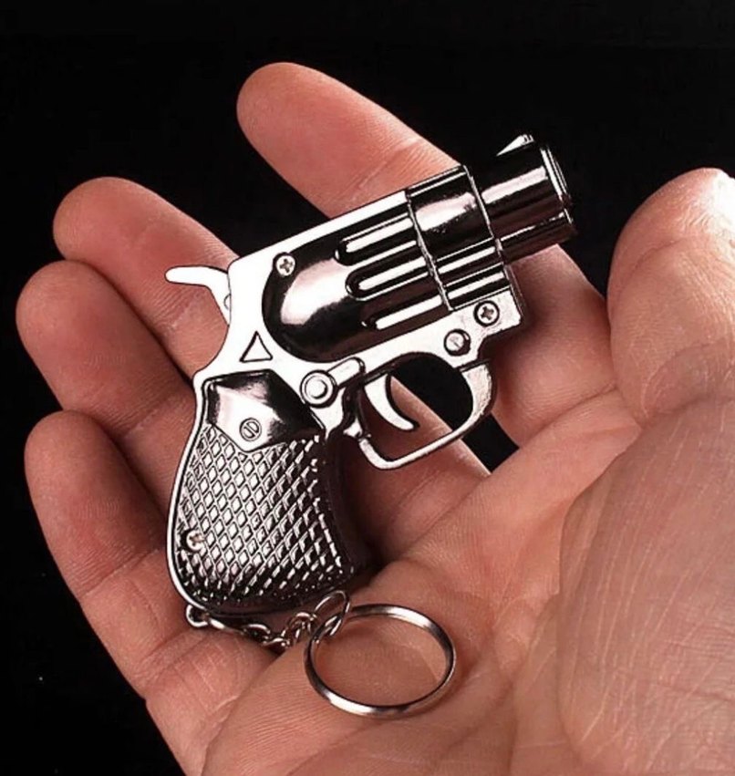 Renkli Alevli Siyah Çakmak Tabanca - Görsel 3