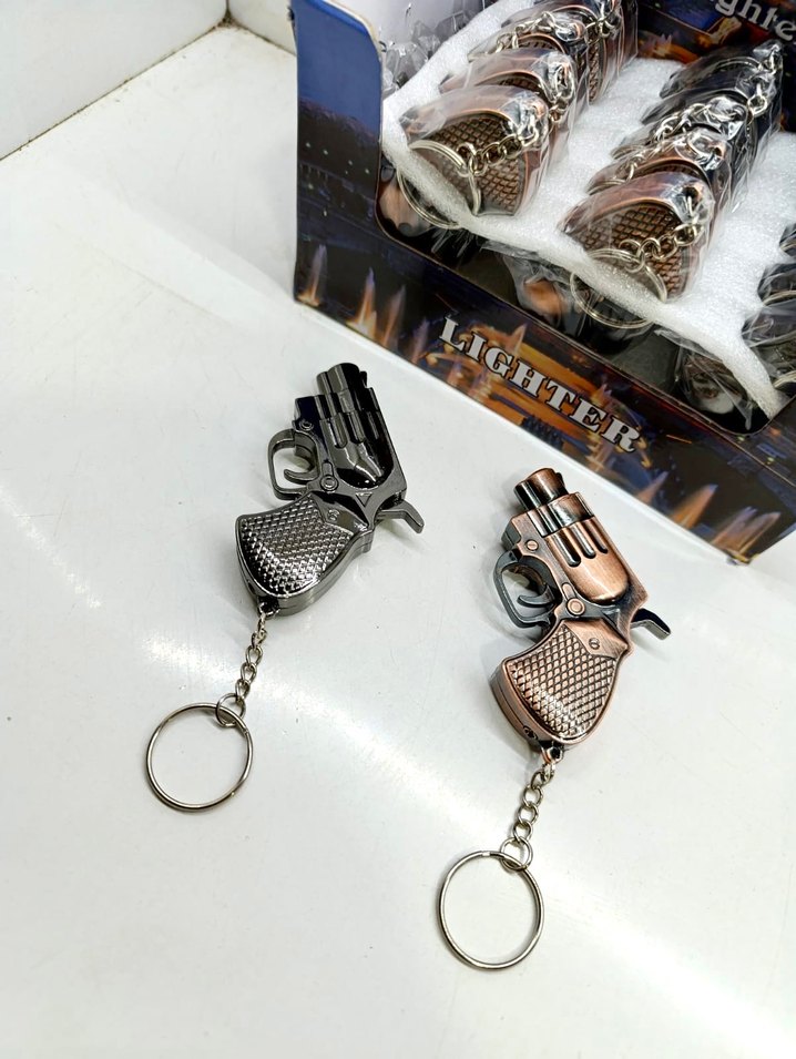 Renkli Alevli Siyah Çakmak Tabanca - Görsel 5