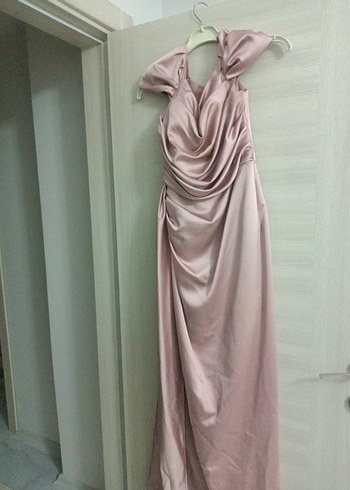 Uzun Drapeli Straplez Abiye Elbise - Görsel 3