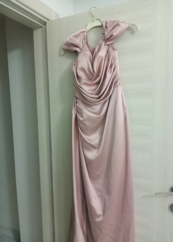 Uzun Drapeli Straplez Abiye Elbise - Görsel 2