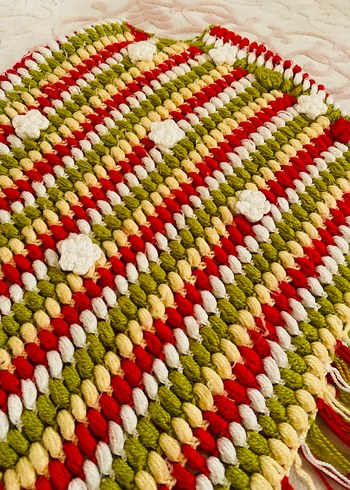 Renkli Bohem Kız Çocuk Örgü Panço - Görsel 4