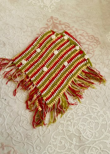 Renkli Bohem Kız Çocuk Örgü Panço - Görsel 5