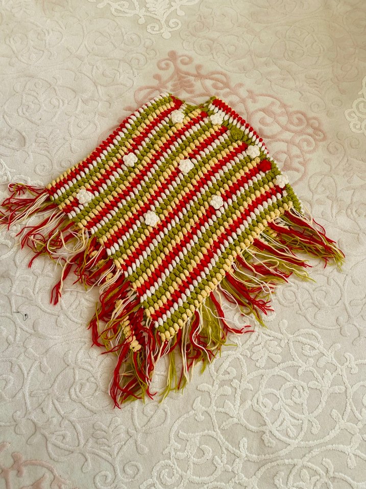 Renkli Bohem Kız Çocuk Örgü Panço - Görsel 5