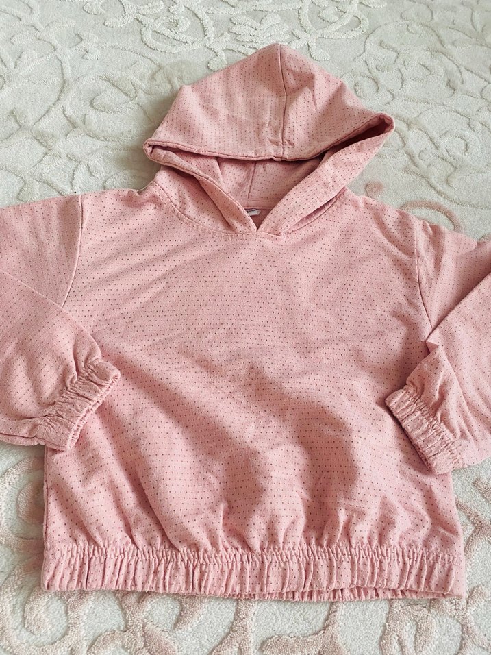 Kız Çocuk Pembe Kapüşonlu Eşofman Takımı - Görsel 5