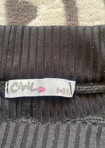 8 Yaş Beden Siyah Beli Bağlamalı Midi Kumaş Pantolon