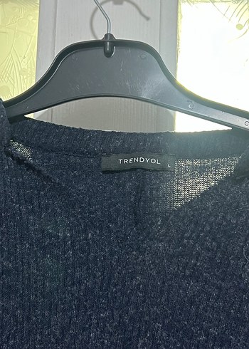 Kadın lacivert Triko Crop Kazak - Görsel 2