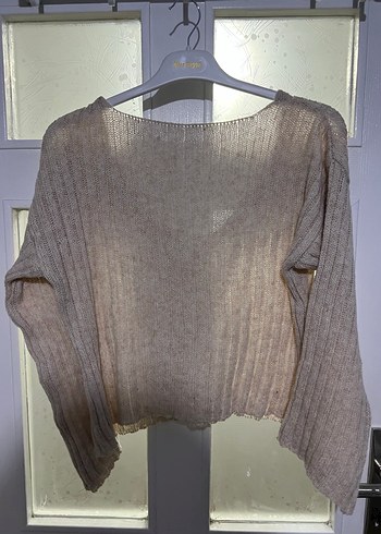 Bej Keten Kadın Triko Kazak - Görsel 2