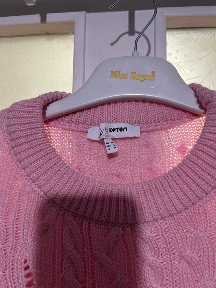 Pembe Örgü Kadın Kazak - Görsel 2