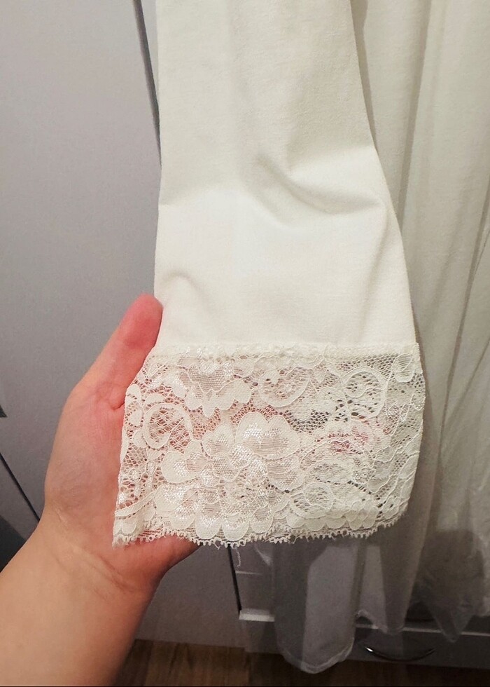 Ekru Lohusa Gecelik Sabahlık Takım - Görsel 2