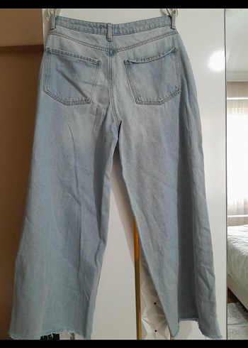 40 Beden Gri Mavi Salaş Midi Denim Kadın Jean