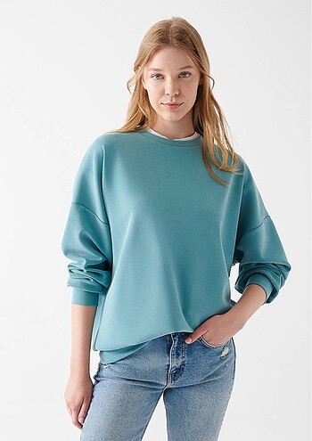 m Beden Mavi sweatshirt - oversize / geniş kesim
