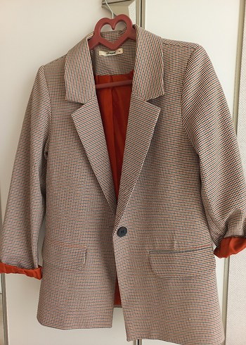 Düğmeli Kahverengi Midi Kadın Blazer