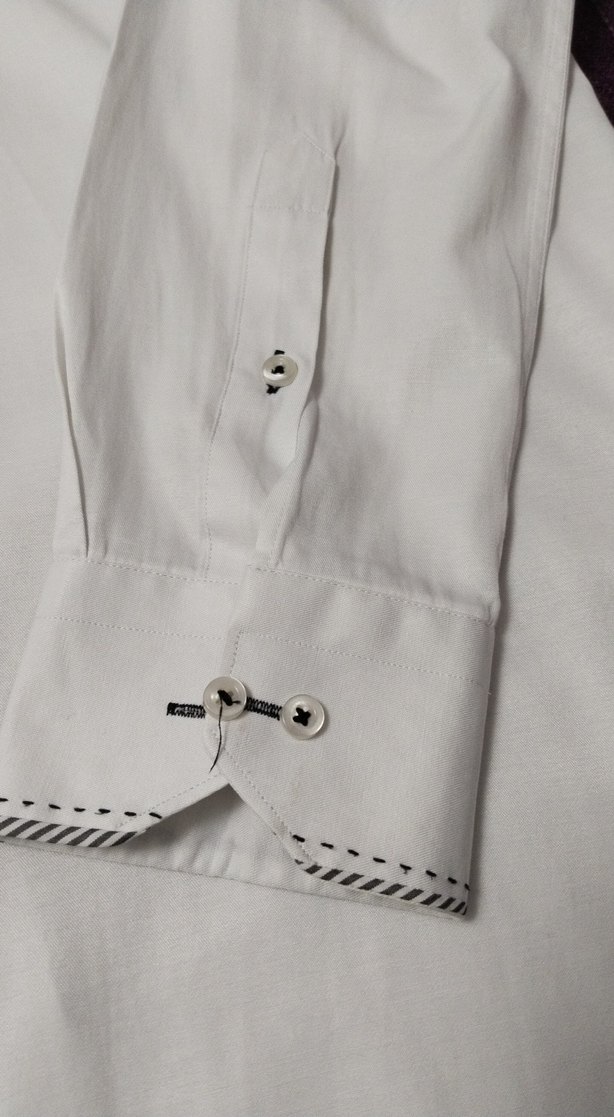 Düğmeli Beyaz Pamuklu Erkek Gömlek - Görsel 2