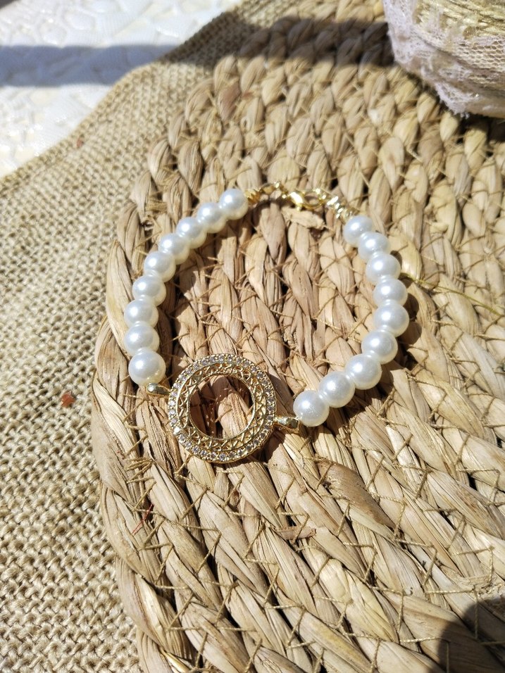 Beyaz Boncuklu  Vintage Kadın Bileklik - Görsel 3