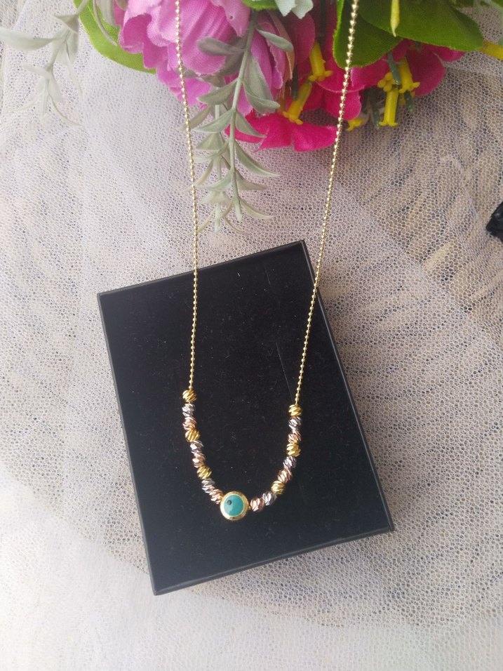 Uzun Renkli Boncuklu dorika detaylı  Kolye - Görsel 2