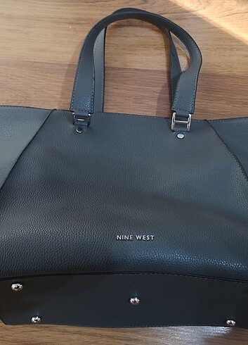 Nine West Suni Deri Gri Kol Çantası