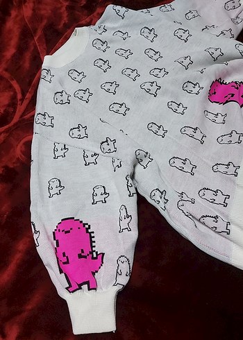 Pembe desen detaylı kadın kazak - Görsel 3