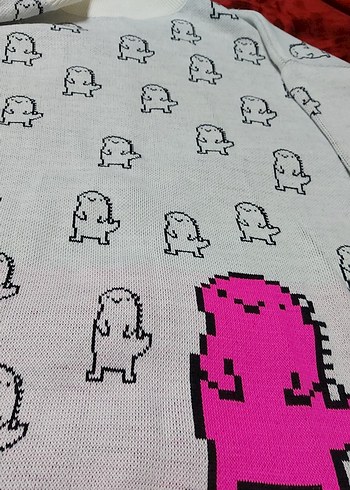 Pembe desen detaylı kadın kazak - Görsel 2