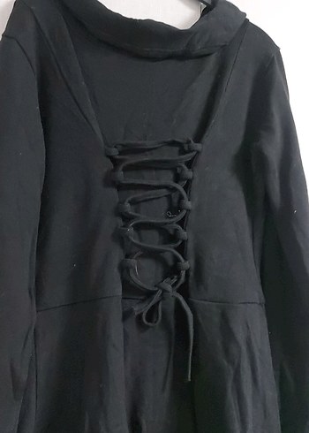 Siyah Uzun Kollu Mini Elbise - Görsel 3