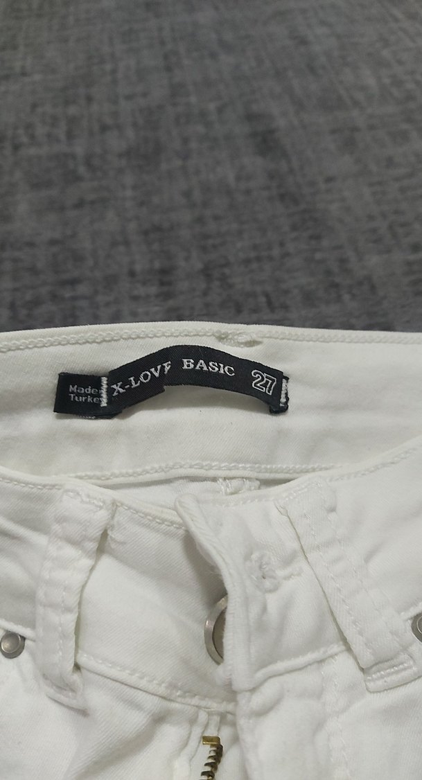 Beyaz Keten Kadın Jean Pantolon - Görsel 5