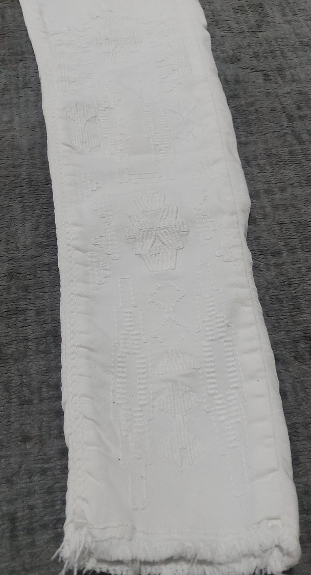 Beyaz Keten Kadın Jean Pantolon - Görsel 2