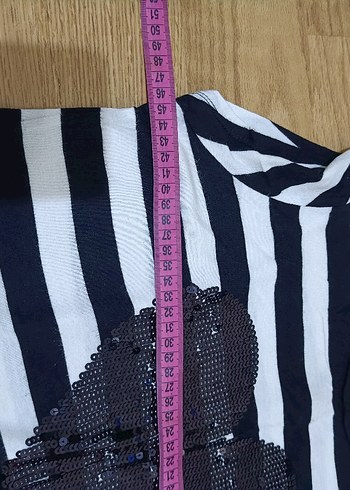 Payetli Siyah Beyaz  Tişörtü - Görsel 3