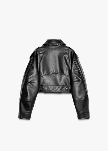 Zara deri crop biker ceket - Görsel 3