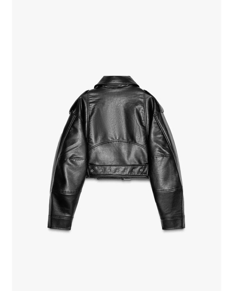 Zara deri crop biker ceket - Görsel 3