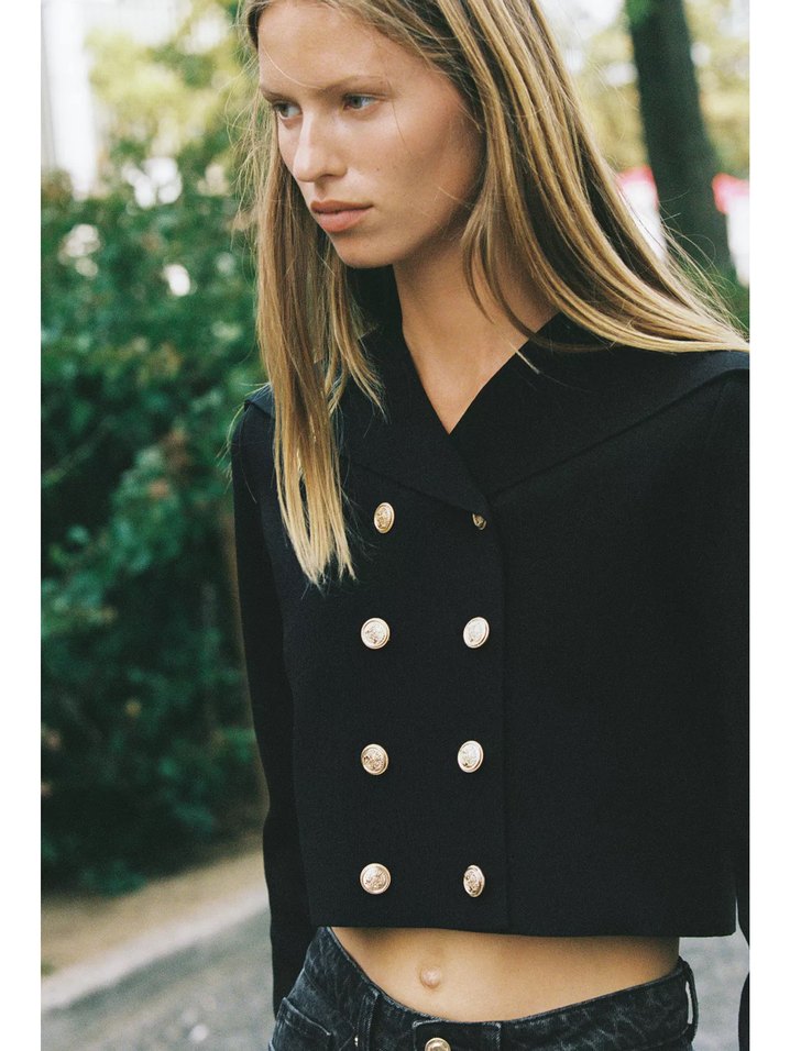 Zara örme kruvaze blazer ceket düğmeli - Görsel 3