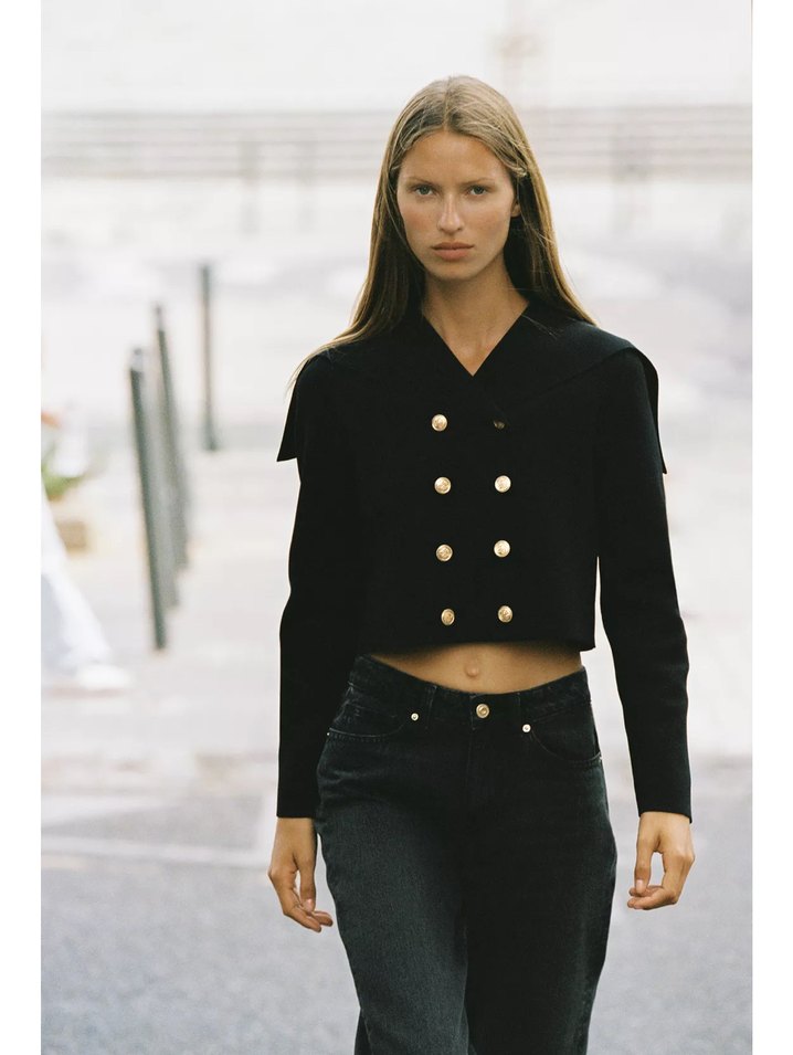 Zara örme kruvaze blazer ceket düğmeli - Görsel 2