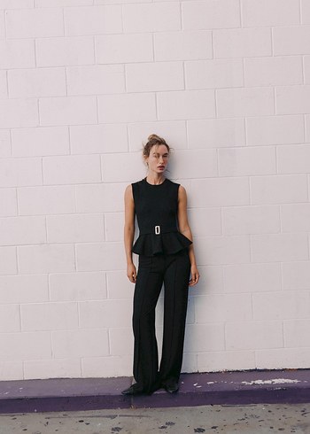 Siyah Deri Mini Kolsuz Ofis Üstü - Görsel 3