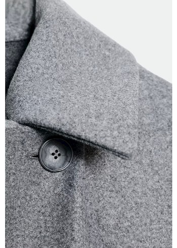 Gri Çift Düğmeli Kısa Kaban - Görsel 3