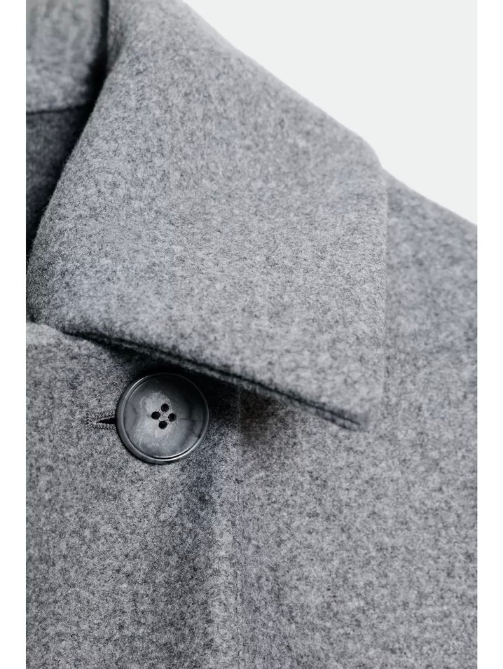 Gri Çift Düğmeli Kısa Kaban - Görsel 3