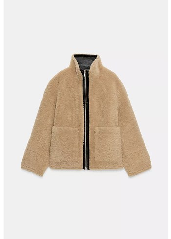 Bej Süet Peluş Detaylı Kadın Ceket - Görsel 5