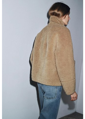 Bej Süet Peluş Detaylı Kadın Ceket - Görsel 3