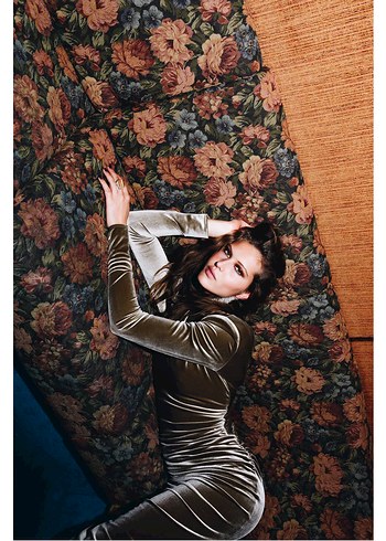 Bej Kadın Uzun Drapeli Süet Elbise - Görsel 4