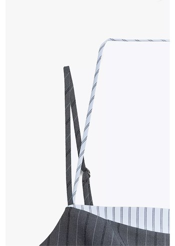 Çizgili Kemerli Mini Elbise - Görsel 4