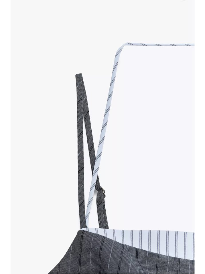 Çizgili Kemerli Mini Elbise - Görsel 4