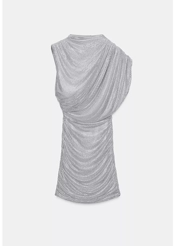 Zara straslı taşlı elbise - Görsel 6