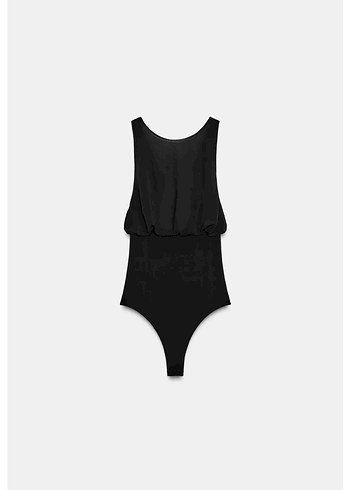 Zara fiyonklu kombine krep body - Görsel 3