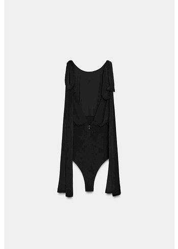 Zara fiyonklu kombine krep body - Görsel 2