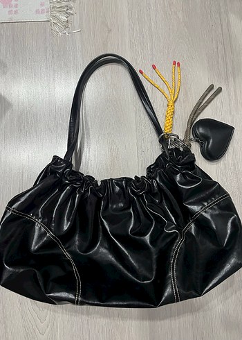 Zara kalp charmlı çanta shopper - Görsel 4