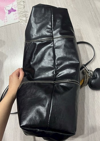 Zara kalp charmlı çanta shopper - Görsel 7