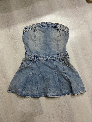 zara kalın pilili mini elbise denim y2k coquette