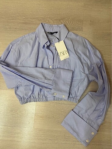 Zara Zara crop gabardin gömlek
