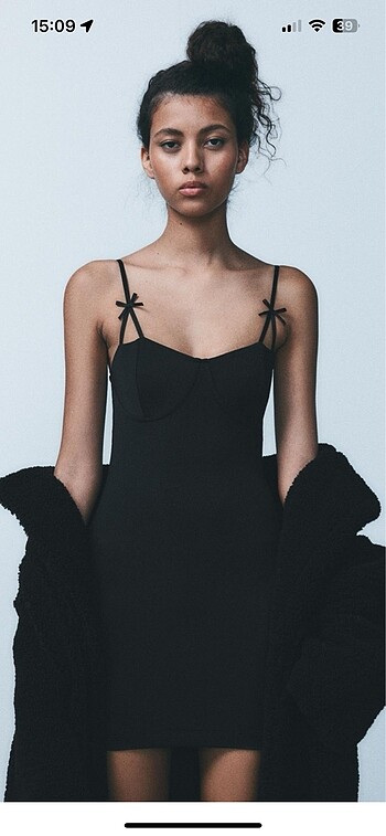 Zara Zara fiyonklu poliamid mini elbise