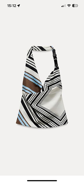 Zara çizgili kemerli poplin halter yaka top y2k
