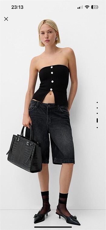 Beden Bershka kabartmalı desenli tote çanta