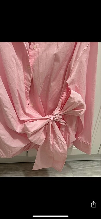 s Beden pembe Renk Zara fiyonk detay oversize poplin gömlek