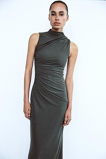 Zara Zara drape detaylı midi elbise